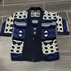 Lucky Brand Women's Navy and White Cardigan